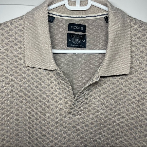 Buffalo David Bitton Men's Taupe Textured Polo - Picture 5 of 10